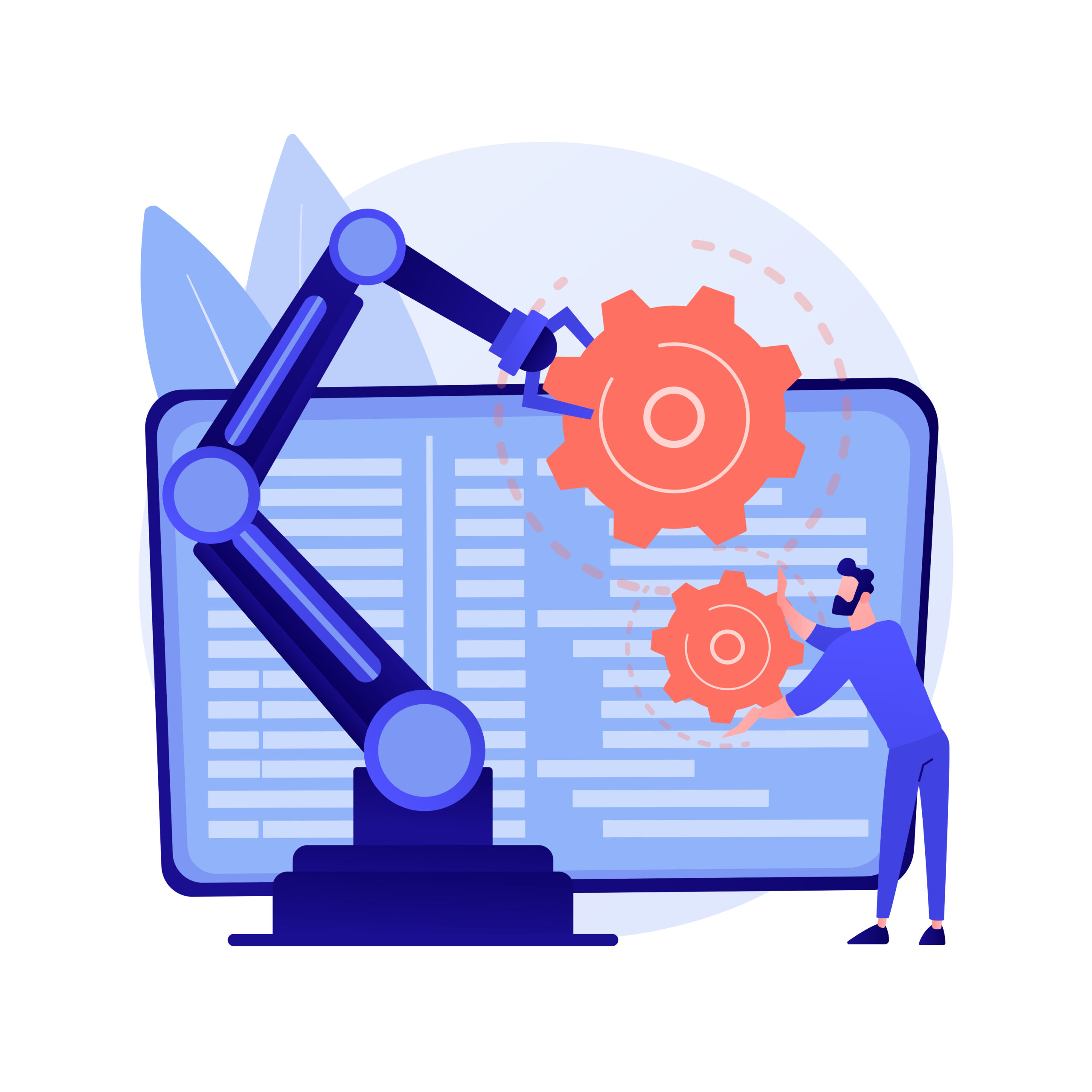 Collaborative robotics abstract concept vector illustration.